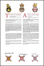 Letters patent granting heraldic emblems to Ronald Michio Yamanaka