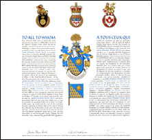 Letters patent granting heraldic emblems to John Edward Digby Reid