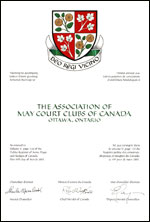 Lettres patentes concédant des emblèmes héraldiques à The Association of May Court Club of Canada