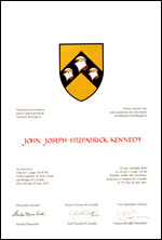 Letters patent granting heraldic emblems to John Joseph Fitzpatrick Kennedy