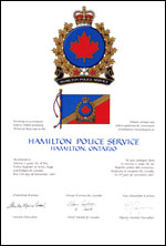 Lettres patentes concédant des emblèmes héraldiques au Hamilton Police Service