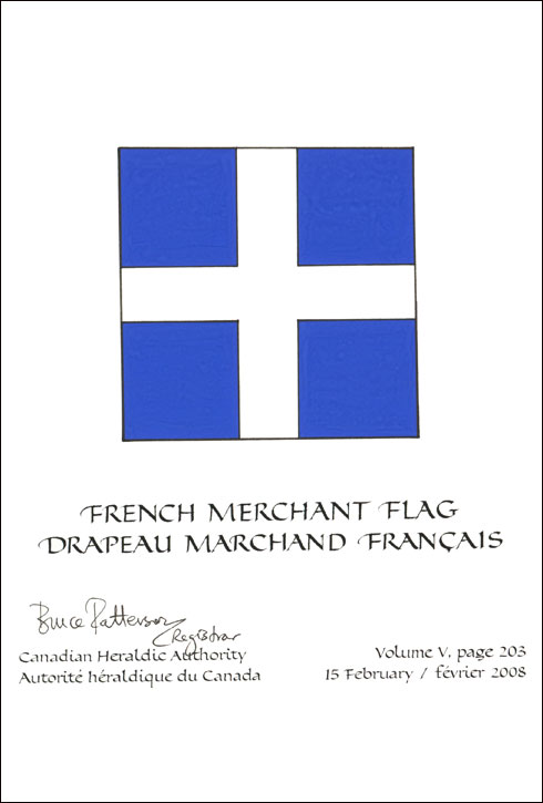 Lettres patentes confirmant le blasonnement d'un drapeau marchand français