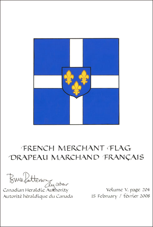 Lettres patentes confirmant le blasonnement d'un drapeau marchand français