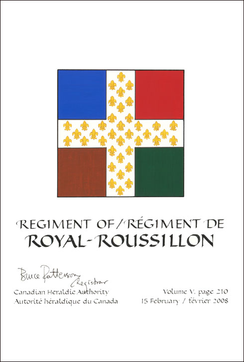 Lettres patentes confirmant le blasonnement du drapeau du régiment de Royal-Roussillon