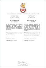 Lettres patentes confirmant le blasonnement du drapeau du régiment de la Reine