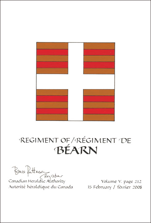 Lettres patentes confirmant le blasonnement du drapeau du régiment de Béarn