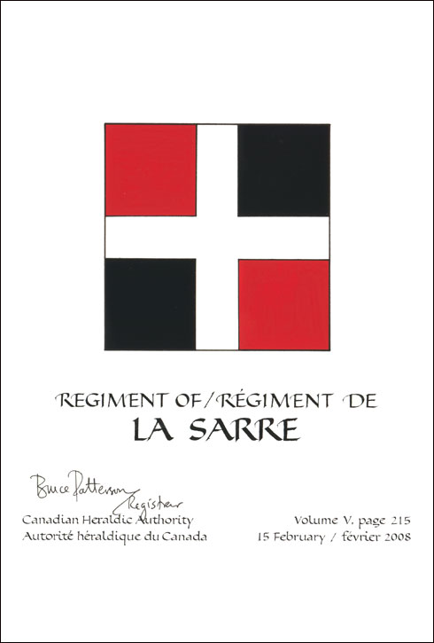 Lettres patentes confirmant le blasonnement du drapeau du régiment de la Sarre