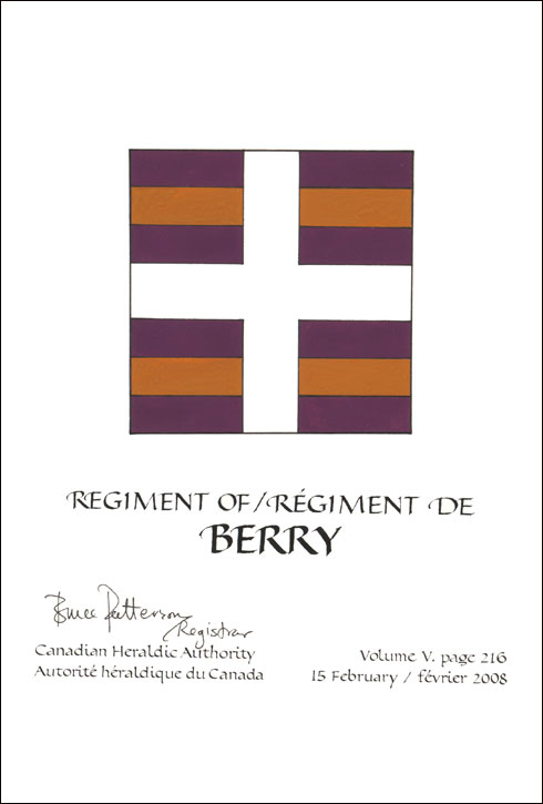 Lettres patentes confirmant le blasonnement du drapeau du régiment de Berry