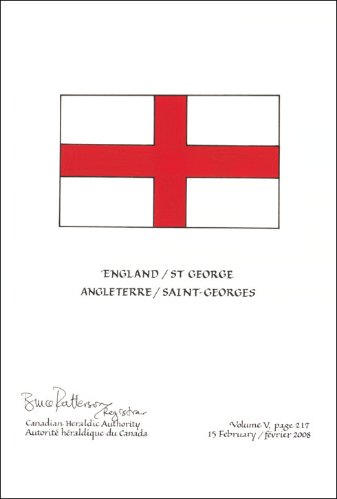 Letters patent confirming the blazon of the Flag of St. George, England