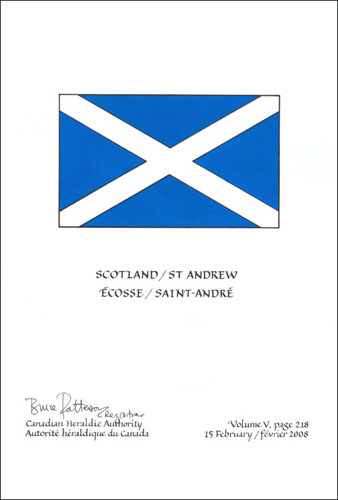 Lettres patentes confirmant le blasonnement du drapeau de Saint-André, Écosse