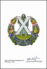 Lettres patentes confirmant le blasonnement de l'insigne de The Cameron Highlanders of Ottawa