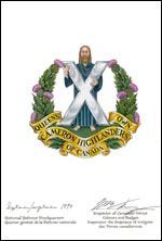 Lettres patentes confirmant le blasonnement de l'insigne de The Queen's Own Cameron Highlanders of Canada