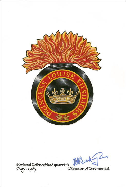 Lettres patentes confirmant le blasonnement de l'insigne de The Princess Louise Fusiliers