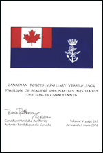 Lettres patentes confirmant le blasonnement du Pavillon de beaupré des navires auxiliaires des Forces canadiennes