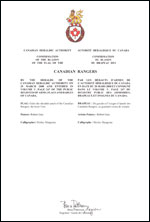 Letters patent confirming the blazon of the Flag of the Canadian Rangers