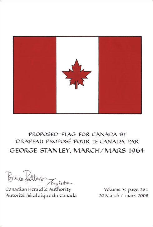 Lettres patentes confirmant le blasonnement du Drapeau proposé: George Stanley, 1964