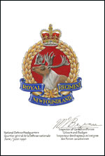 Lettres patentes confirmant le blasonnement de l'insigne de The Royal Newfoundland Regiment