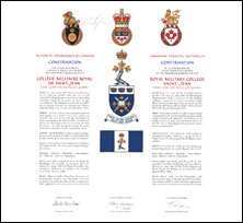 Lettres patentes confirmant les emblèmes héraldiques du Collège militaire royal de Saint-Jean