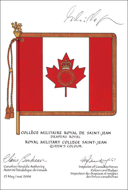 Lettres patentes approuvant le drapeau du Collège militaire royal de Saint-Jean