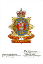 Lettres patentes confirmant le blasonnement de l'insigne de The Royal Regiment of Canada