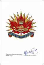 Letters patent confirming the blazon of the Badge of The Royal Westminster Regiment