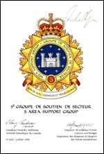 Letters patent approving the Badge of 5 Area Support Group