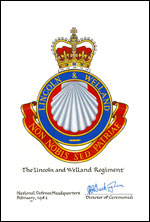 Lettres pantentes confirmant le blasonnement de l'insigne de The Lincoln and Welland Regiment