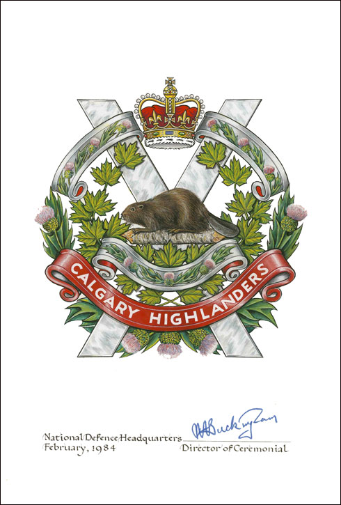 Lettres patentes confirmant le blasonnement de l'insigne de The Calgary Highlanders