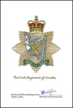 Lettres patentes confirmant le blasonnement  de l'insigne du Irish Regiment of Canada