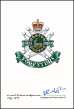 Lettres patentes confirmant le blasonnement de l'insigne de The Grey and Simcoe Foresters