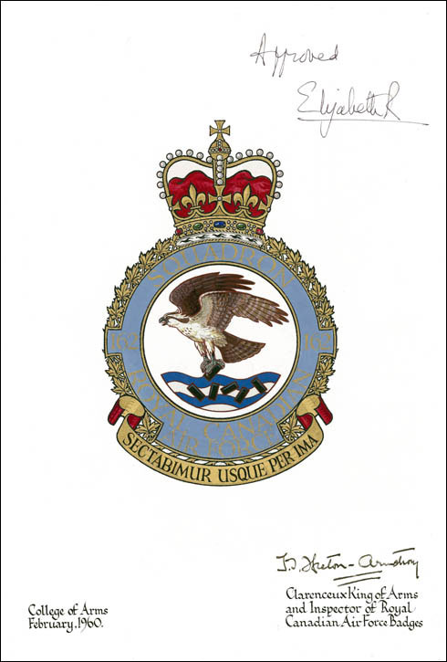 Letters patent confirming the blazon of the Badge of the No. 162 (Bomber Reconnaissance)