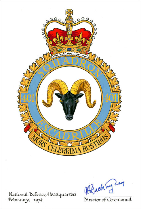 Letters patent confirming the blazon of the Badge of the 401 Helicopter Operational Training Squadron