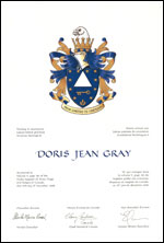 Lettres patentes concédant des emblèmes héraldiques à Doris Jean Gray