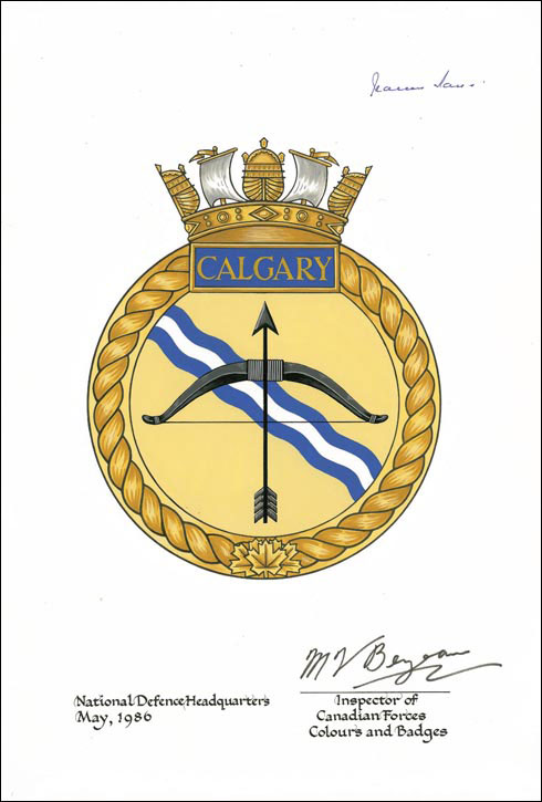 Lettres patentes confirmant le blasonnement de l'insigne du NCSM Calgary