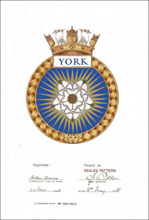 Lettres patentes confirmant le blasonnement de l'insigne du N.C.S.M. York