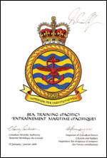 Lettres patentes approuvant l'insigne de l'Entraînement maritime (Pacifique)