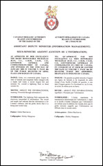 Lettres patentes approuvant l'insigne du Sous-ministre adjoint (Gestion de l’information)