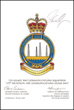 Letters patent approving the Badge of the 725 (Glace Bay) Communications Squadron