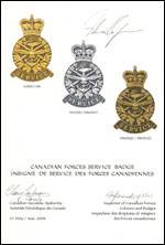 Lettres patentes approuvant l'Insigne de Service des Forces canadiennes