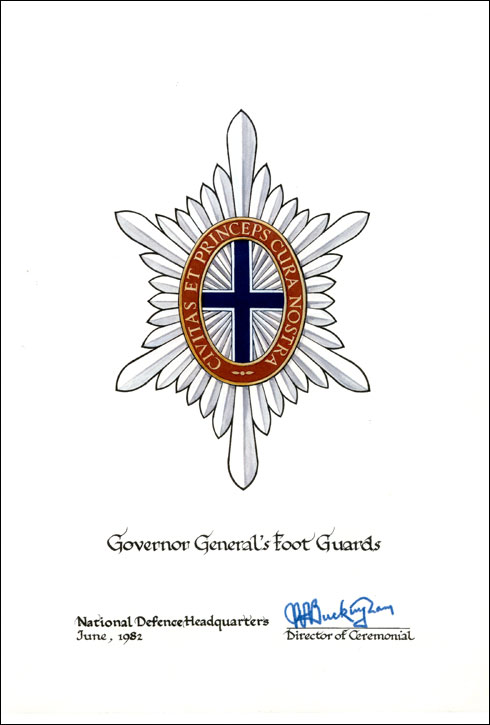 Lettres patentes confirmant le blasonnement de l'insigne des Governor General's Foot Guards