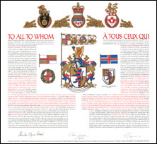 Letters patent granting heraldic emblems to Vernon Graham Cooke