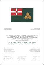 Lettres patentes concédant des emblèmes héraldiques au St. John Council for Ontario