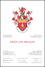 Letters patent granting heraldic emblems to Gary Lee Nelson