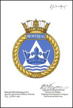 Letters patent confirming the blazon of the Badge of HMCS Montréal