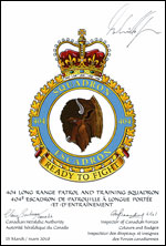 Letters patent confirming the blazon of the Badge of the 404 Long Range Patrol and Training Squadron