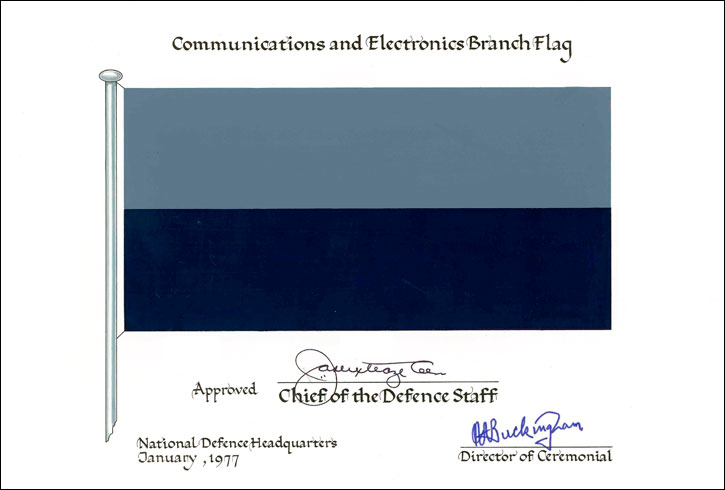 Letters patent confirming the blazon of the Flag and Badge of the Communications and Electronics Branch