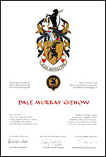 Letters patent granting heraldic emblems to Dale Murray Gienow