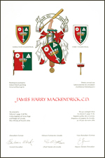 Letters patent granting heraldic emblems to James Harry MacKendrick