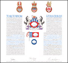 Letters patent granting heraldic emblems to NCC Investment Group Inc.