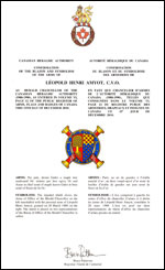 Letters patent confirming the impaled Arms of Office of Léopold Henri Amyot as Herald Chancellor